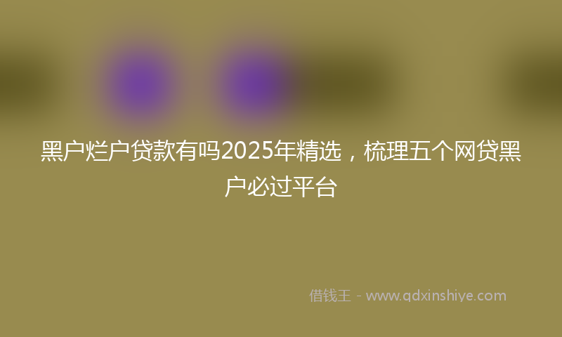黑户烂户贷款有吗2025年精选，梳理五个网贷黑户必过平台