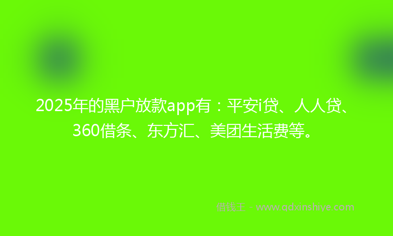 2025年的黑户放款app有：平安i贷、人人贷、360借条、东方汇、美团生活费等。