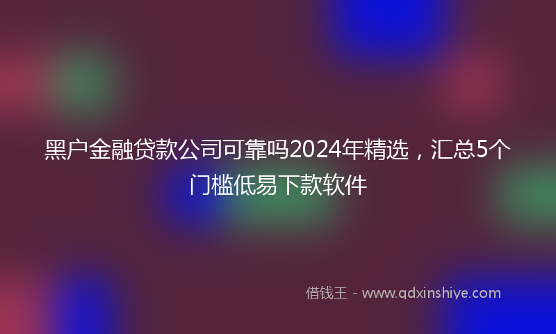 黑户金融贷款公司可靠吗2024年精选，汇总5个门槛低易下款软件