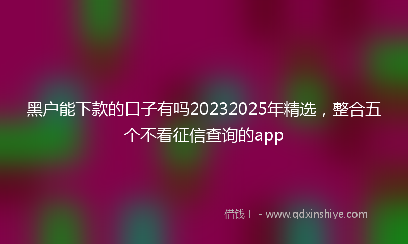 黑户能下款的口子有吗20232025年精选，整合五个不看征信查询的app