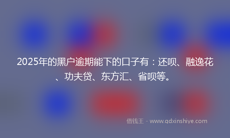 2025年的黑户逾期能下的口子有：还呗、融逸花、功夫贷、东方汇、省呗等。