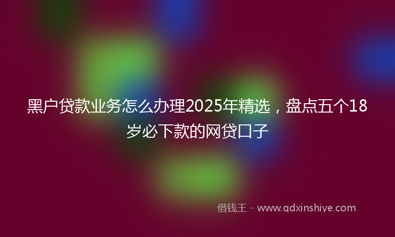黑户贷款业务怎么办理2025年精选，盘点五个18岁必下款的网贷口子