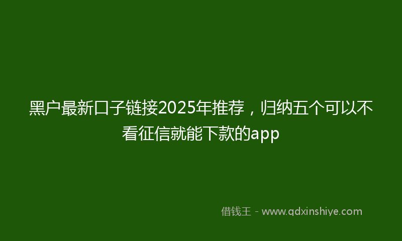 黑户最新口子链接2025年推荐，归纳五个可以不看征信就能下款的app