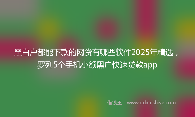黑白户都能下款的网贷有哪些软件2025年精选，罗列5个手机小额黑户快速贷款app