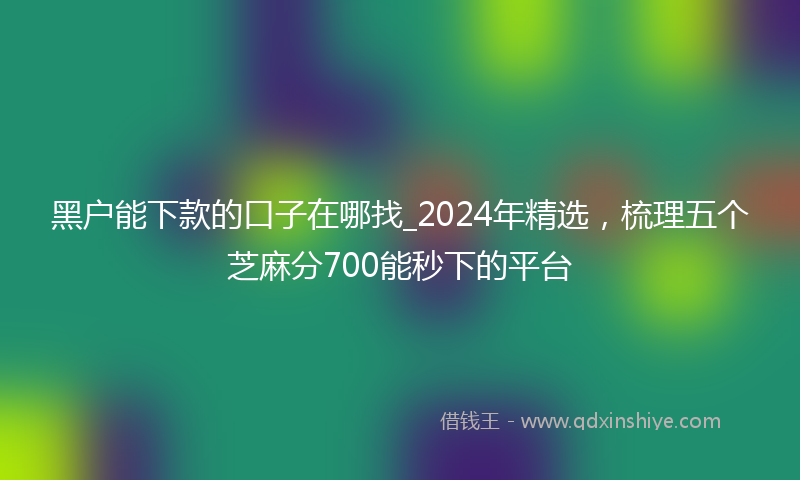 黑户能下款的口子在哪找_2024年精选，梳理五个芝麻分700能秒下的平台