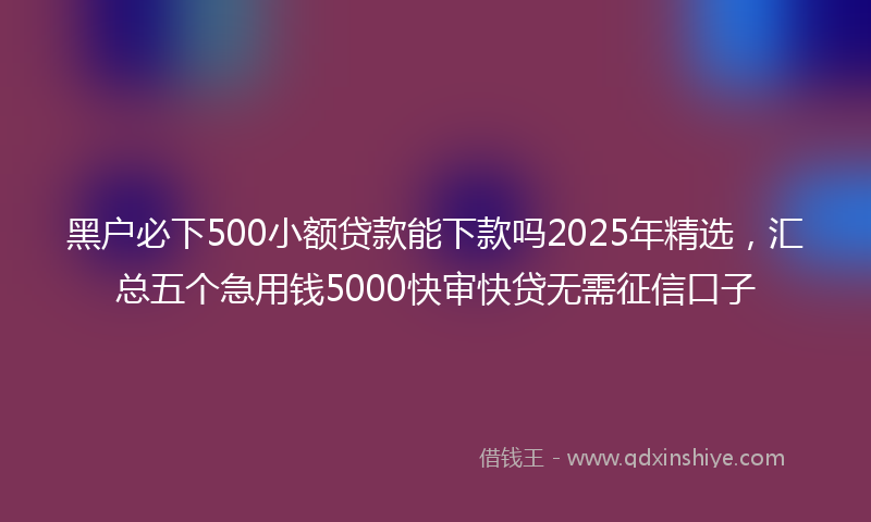 黑户必下500小额贷款能下款吗2025年精选，汇总五个急用钱5000快审快贷无需征信口子