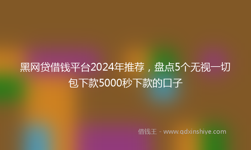 黑网贷借钱平台2024年推荐，盘点5个无视一切包下款5000秒下款的口子
