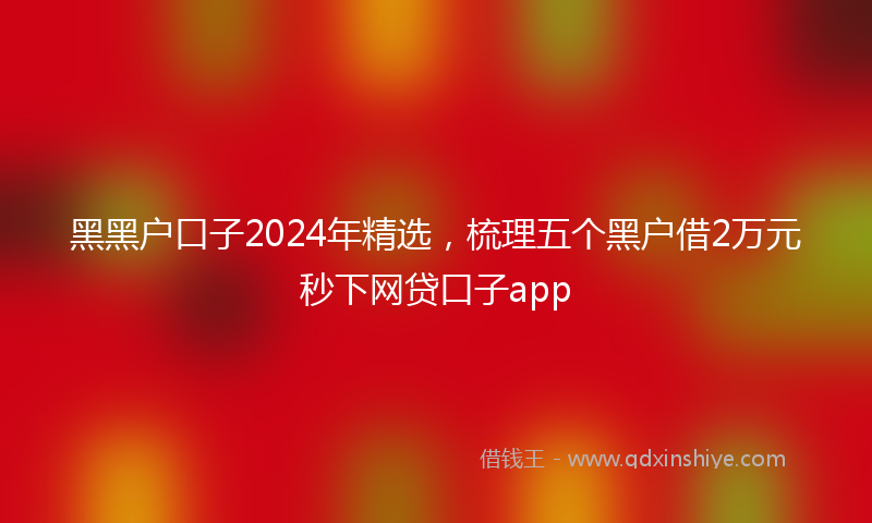黑黑户口子2024年精选，梳理五个黑户借2万元秒下网贷口子app