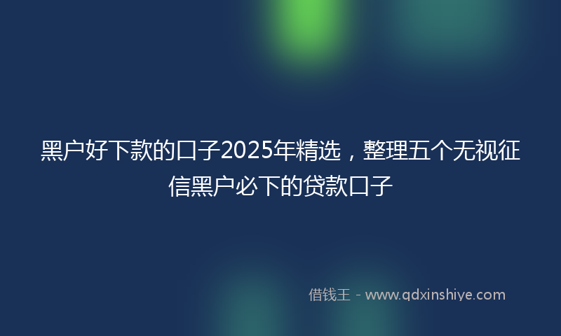黑户好下款的口子2025年精选，整理五个无视征信黑户必下的贷款口子