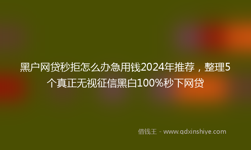 黑户网贷秒拒怎么办急用钱2024年推荐，整理5个真正无视征信黑白100%秒下网贷