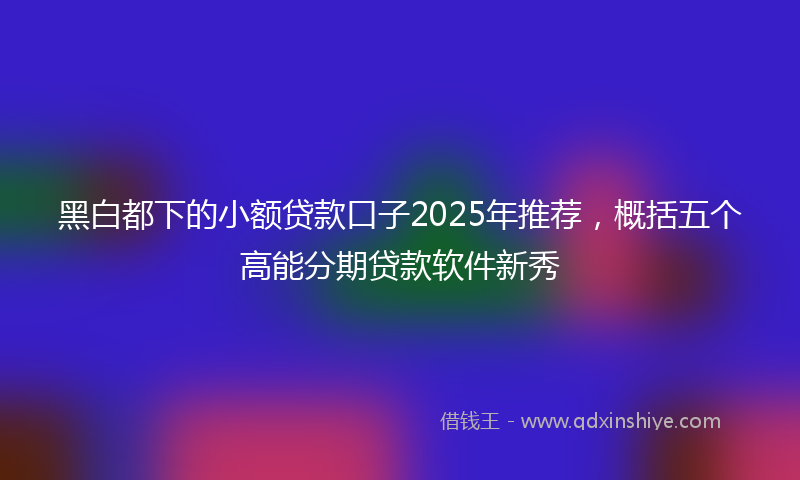 黑白都下的小额贷款口子2025年推荐，概括五个高能分期贷款软件新秀