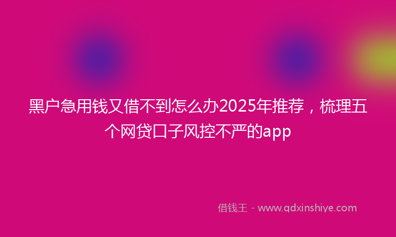 黑户急用钱又借不到怎么办2025年推荐，梳理五个网贷口子风控不严的app