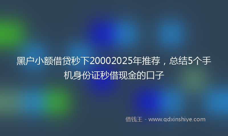 黑户小额借贷秒下20002025年推荐，总结5个手机身份证秒借现金的口子