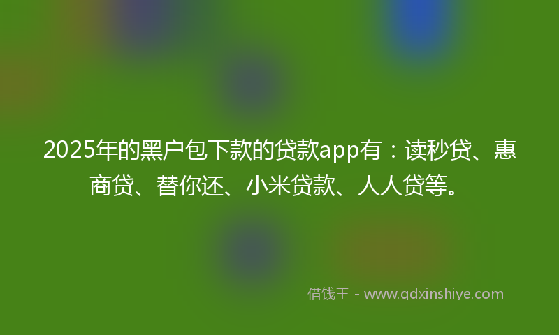 2025年的黑户包下款的贷款app有：读秒贷、惠商贷、替你还、小米贷款、人人贷等。
