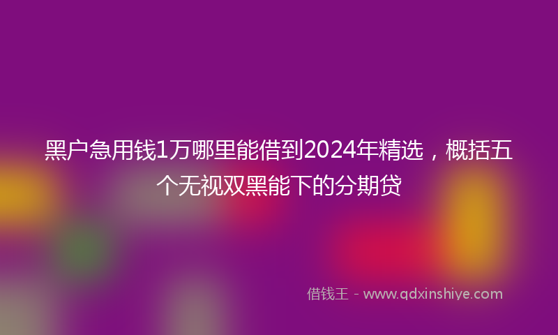 黑户急用钱1万哪里能借到2024年精选，概括五个无视双黑能下的分期贷