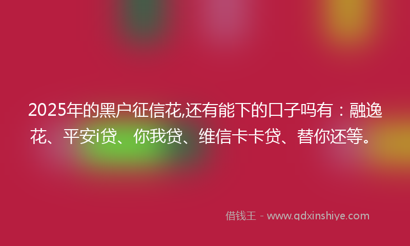 2025年的黑户征信花,还有能下的口子吗有：融逸花、平安i贷、你我贷、维信卡卡贷、替你还等。