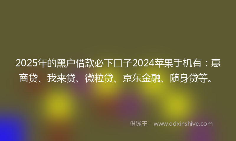 2025年的黑户借款必下口子2024苹果手机有：惠商贷、我来贷、微粒贷、京东金融、随身贷等。