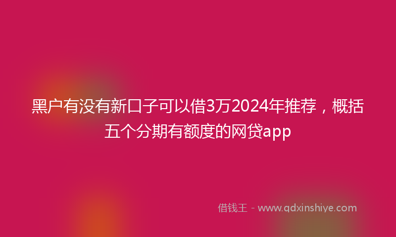 黑户有没有新口子可以借3万2024年推荐，概括五个分期有额度的网贷app