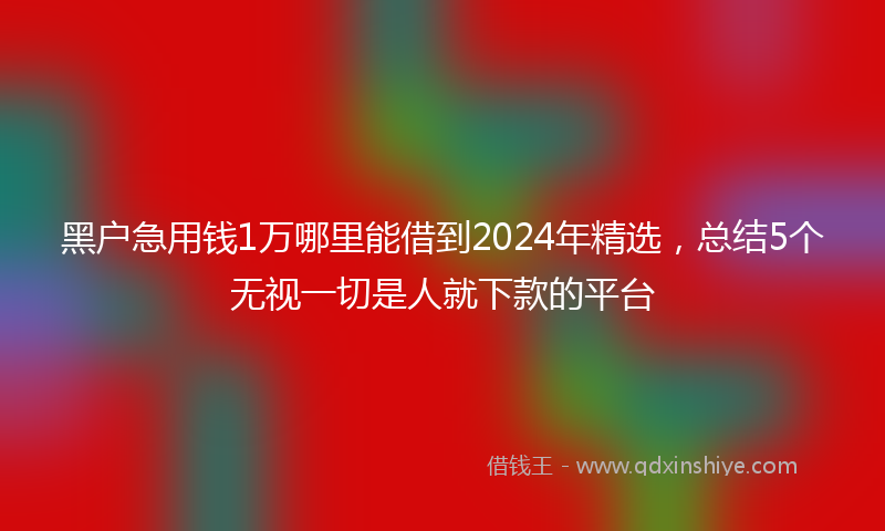 黑户急用钱1万哪里能借到2024年精选，总结5个无视一切是人就下款的平台