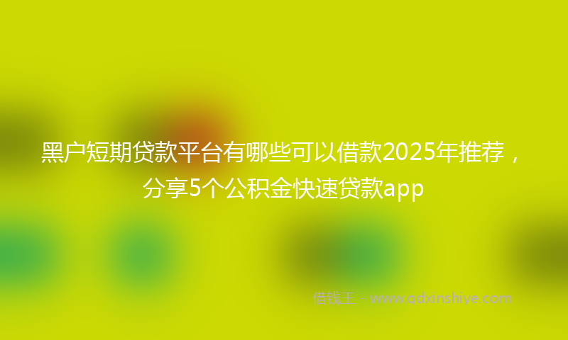 黑户短期贷款平台有哪些可以借款2025年推荐，分享5个公积金快速贷款app