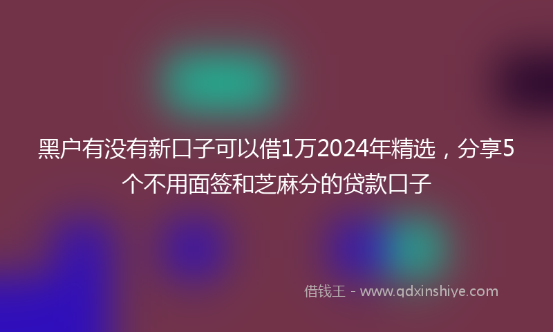 黑户有没有新口子可以借1万2024年精选，分享5个不用面签和芝麻分的贷款口子