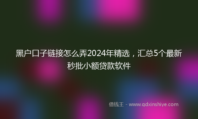 黑户口子链接怎么弄2024年精选，汇总5个最新秒批小额贷款软件