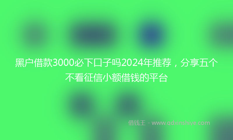 黑户借款3000必下口子吗2024年推荐，分享五个不看征信小额借钱的平台