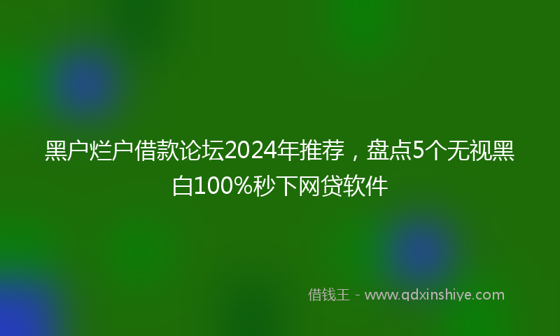 黑户烂户借款论坛2024年推荐，盘点5个无视黑白100%秒下网贷软件