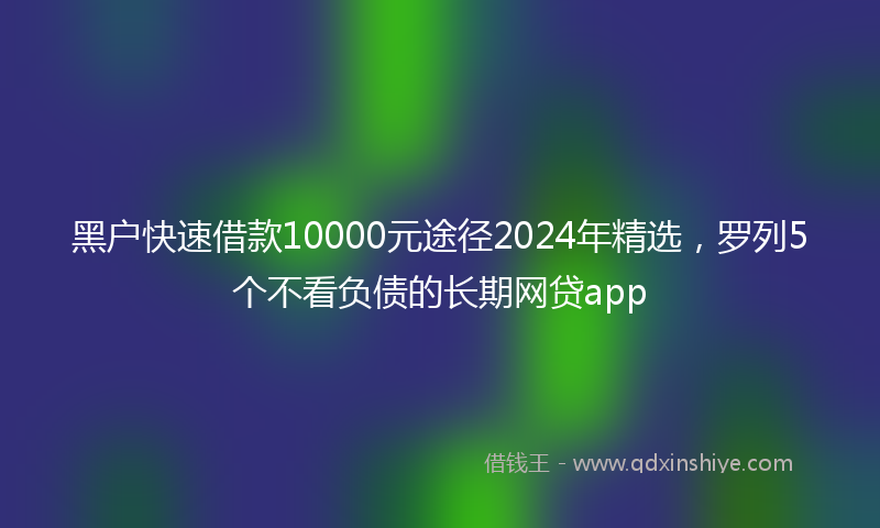 黑户快速借款10000元途径2024年精选，罗列5个不看负债的长期网贷app
