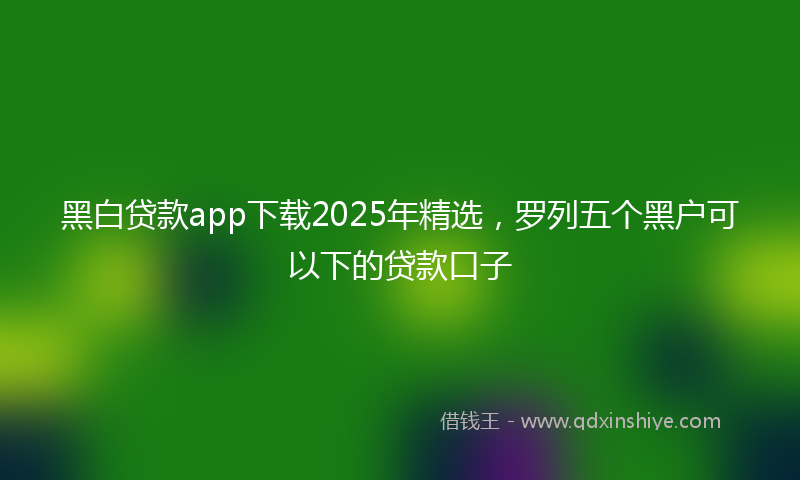 黑白贷款app下载2025年精选，罗列五个黑户可以下的贷款口子