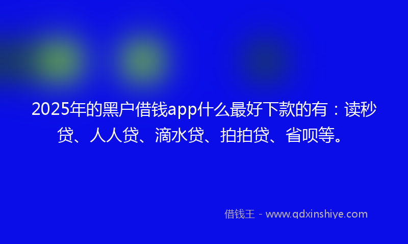 2025年的黑户借钱app什么最好下款的有：读秒贷、人人贷、滴水贷、拍拍贷、省呗等。