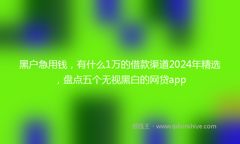 黑户急用钱，有什么1万的借款渠道2024年精选，盘点五个无视黑白的网贷app
