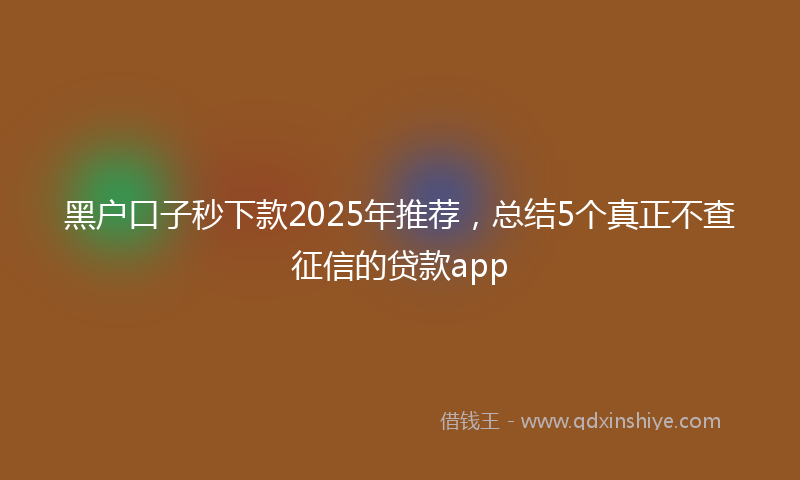 黑户口子秒下款2025年推荐，总结5个真正不查征信的贷款app
