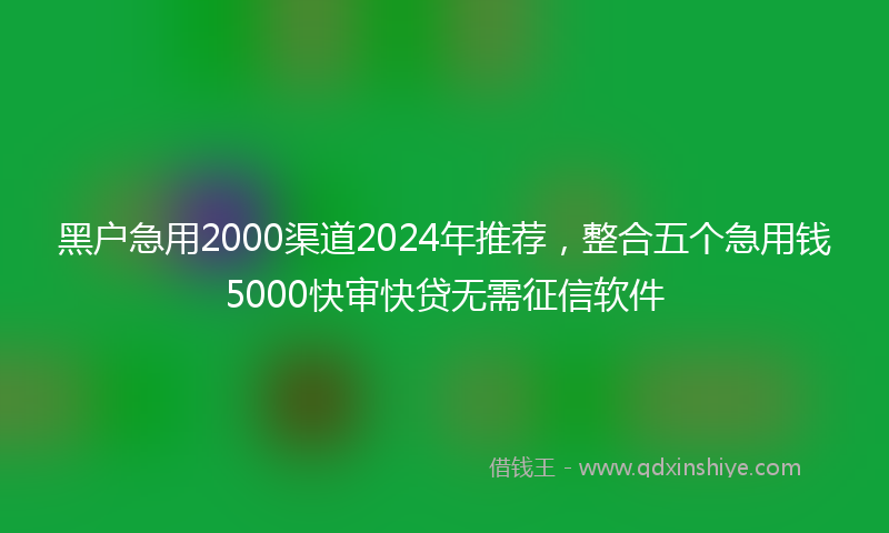 黑户急用2000渠道2024年推荐，整合五个急用钱5000快审快贷无需征信软件