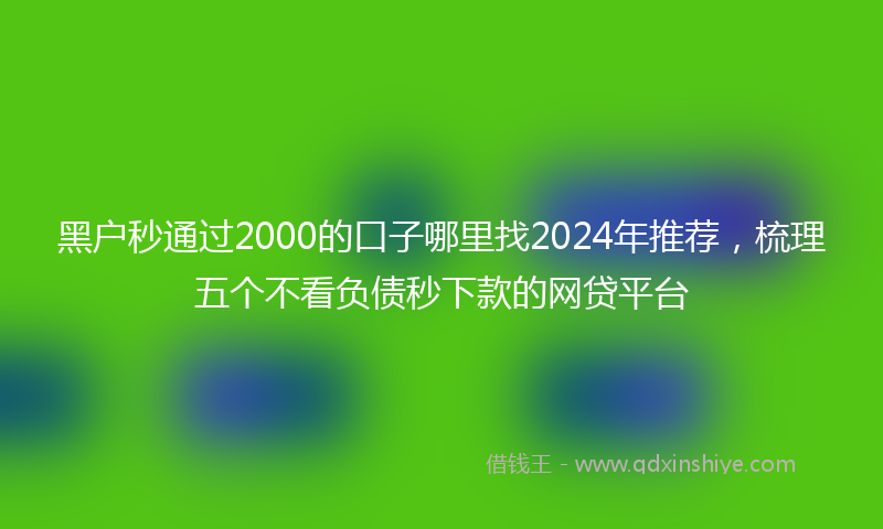 黑户秒通过2000的口子哪里找2024年推荐，梳理五个不看负债秒下款的网贷平台