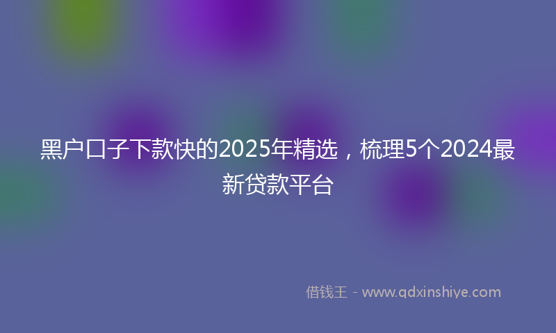 黑户口子下款快的2025年精选，梳理5个2024最新贷款平台