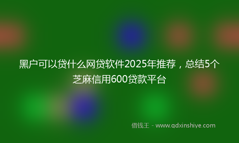 黑户可以贷什么网贷软件2025年推荐，总结5个芝麻信用600贷款平台