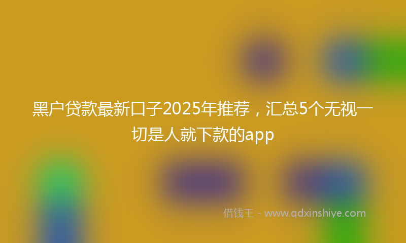 黑户贷款最新口子2025年推荐，汇总5个无视一切是人就下款的app