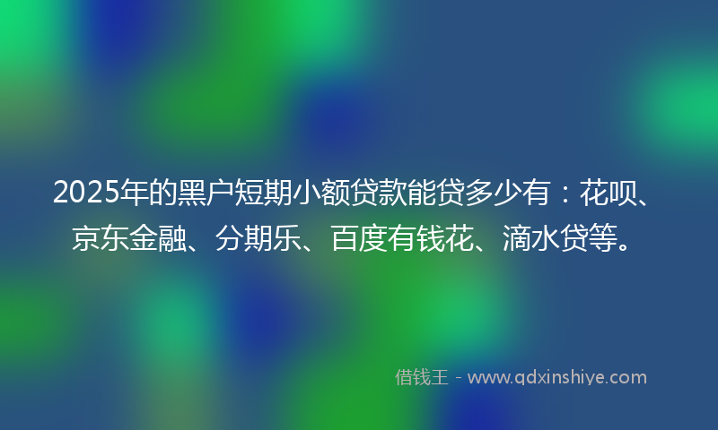 2025年的黑户短期小额贷款能贷多少有：花呗、京东金融、分期乐、百度有钱花、滴水贷等。