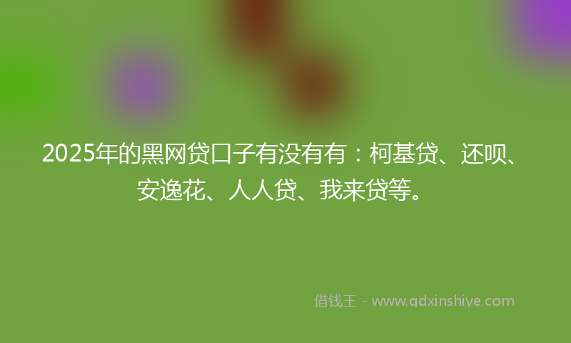 2025年的黑网贷口子有没有有：柯基贷、还呗、安逸花、人人贷、我来贷等。
