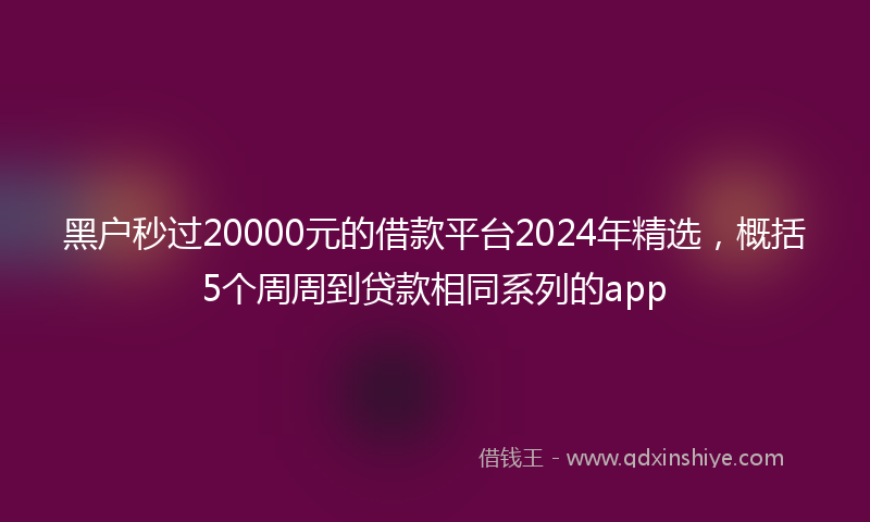 黑户秒过20000元的借款平台2024年精选，概括5个周周到贷款相同系列的app