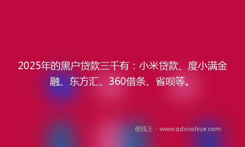 2025年的黑户贷款三千有：小米贷款、度小满金融、东方汇、360借条、省呗等。