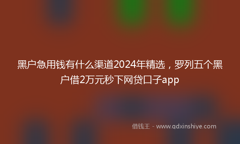 黑户急用钱有什么渠道2024年精选，罗列五个黑户借2万元秒下网贷口子app