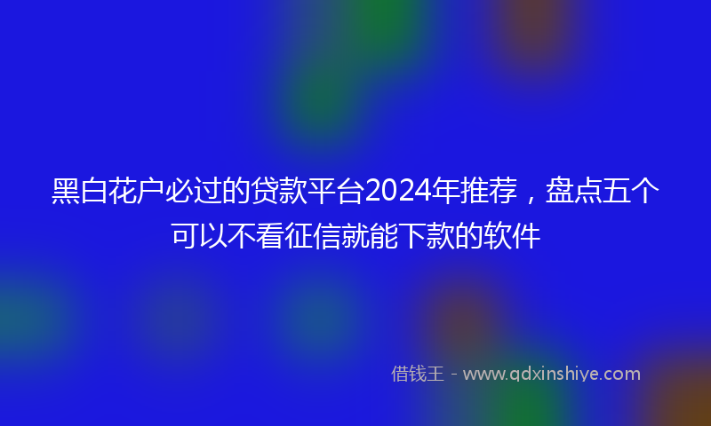 黑白花户必过的贷款平台2024年推荐，盘点五个可以不看征信就能下款的软件