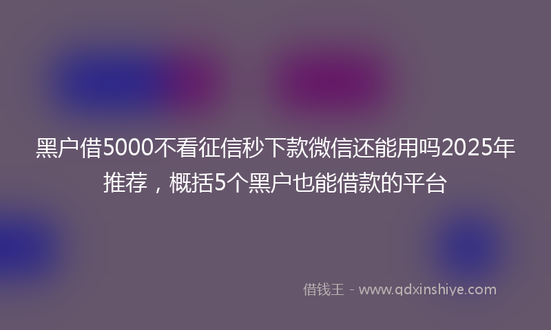 黑户借5000不看征信秒下款微信还能用吗2025年推荐，概括5个黑户也能借款的平台