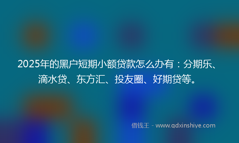 2025年的黑户短期小额贷款怎么办有：分期乐、滴水贷、东方汇、投友圈、好期贷等。