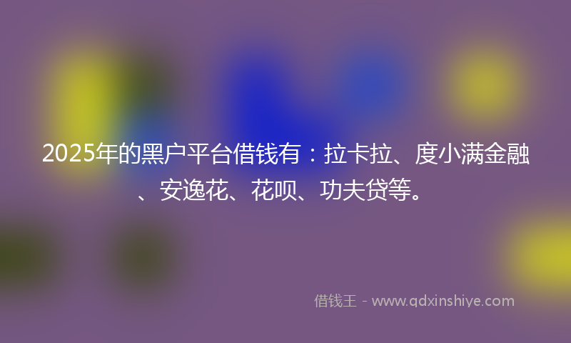 2025年的黑户平台借钱有：拉卡拉、度小满金融、安逸花、花呗、功夫贷等。