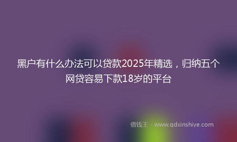 黑户有什么办法可以贷款2025年精选，归纳五个网贷容易下款18岁的平台