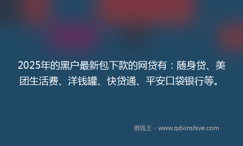 2025年的黑户最新包下款的网贷有：随身贷、美团生活费、洋钱罐、快贷通、平安口袋银行等。
