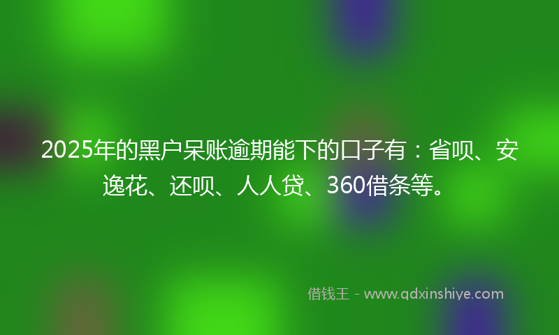 2025年的黑户呆账逾期能下的口子有：省呗、安逸花、还呗、人人贷、360借条等。